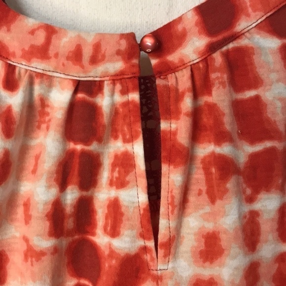 NO Boundaries Women’s Sleeveless Tunic Tie Dye With Crochet Front Neck Coral L - Picture 4 of 9